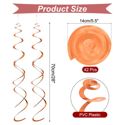 uxcell 42pcs Orange Hanging Swirls Decorations, Plastic Spiral Party Streamers Ceiling Decoration Twin Tails Party Swirls for Birthday Wedding Anniversary Celebration Christmas