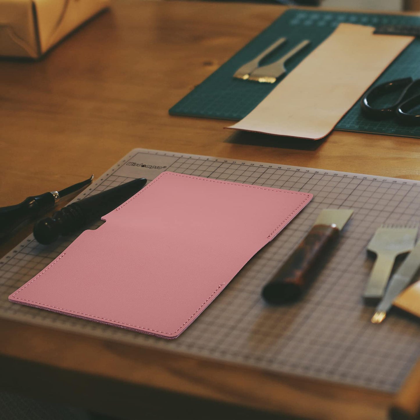 Wisdompro Journal Cover, 2 Pack PU Leather Notebook Cover for Field Notes,or other 3.5" x 5.5" Pocket Notebooks - Pink