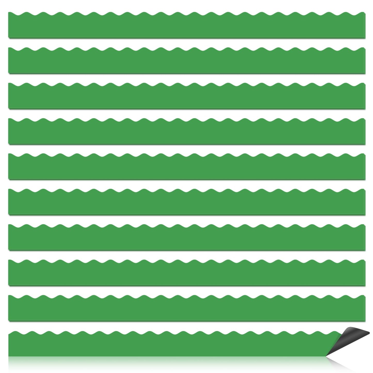 30 Pcs Magnetic Borders for Classroom Whiteboard - Green Magnetic Bulletin Board Border Set - Scalloped Chalkboard Border Strips for Teachers, Parents, DIY Home,School & Office Decoration