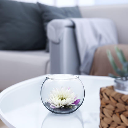 WGVi Clear Glass Tea Light Votive Candle Holder, Width 3", Height 2.5", Small Globe Bubble Bowl Round Vase, Tabletop Décor Container Terrarium, 1 Piece