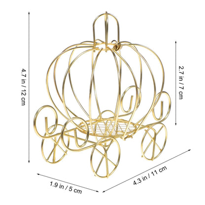 Baluue Pumpkin Carriage Candy Box Metal Wedding Souvenirs Party Favor Treat Storage Box 3.9X3.9X3.9 Inch Hollow Carriage Design for Halloween and Festive Events