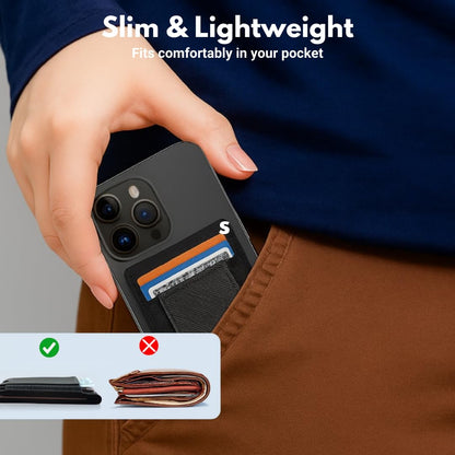 Style Uplift SU.Snap Magsafe Wallet Compatible with MagSafe for iPhone 17/16/15/14/13/12 Series, 8-Card Slim Phone Wallet Holder with Elastic Back, Vegan Leather Minimalist Magnetic Wallet Stand