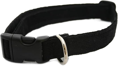 Hemp Corduroy Dog Collar - No Pattern (1/2" Small, Black)