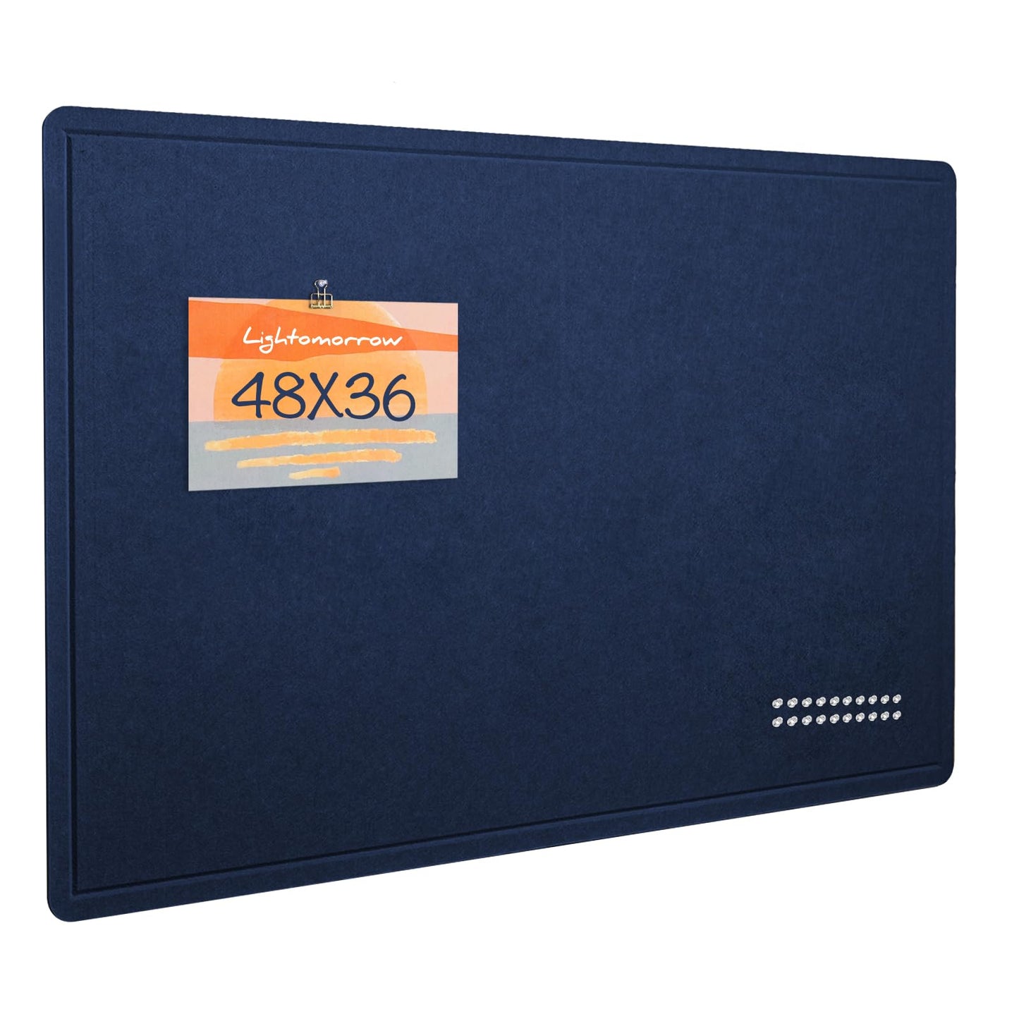 Large Bulletin Board - 48 x 36 Inches, Decorative Felt Pin Board for Wall - 4' x 3' Foldable Photo Display Board with Self-Adhesive Tape, Includes 20 Push Pins - Dark Blue