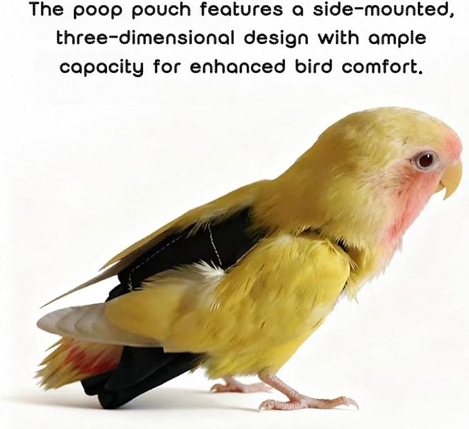 Bird Diaper Flight Suit, Cute Cosplay Parrot Clothes, Easy-to-Wear Washable Nappy, Durable Metal Ring Harness for Cockatiel, Conure, African Grey, Parakeet Outdoor Flying (with Leash,M)