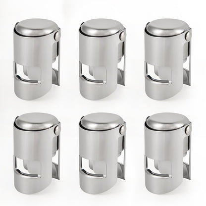 I-MART Pack of 6 Stainless Steel Champagne Stoppers, Prosecco, Sparkling Wine Bottle Stopper, Cork