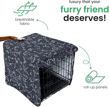 Molly Mutt Rocketman Dog Crate Cover, 100% Cotton Canvas Cover with 2 Roll-Up Panels, Ideal for Dog or Cat Crate, Durable, Washable, and Free of Harmful Chemicals, 24" x 18" x 21"