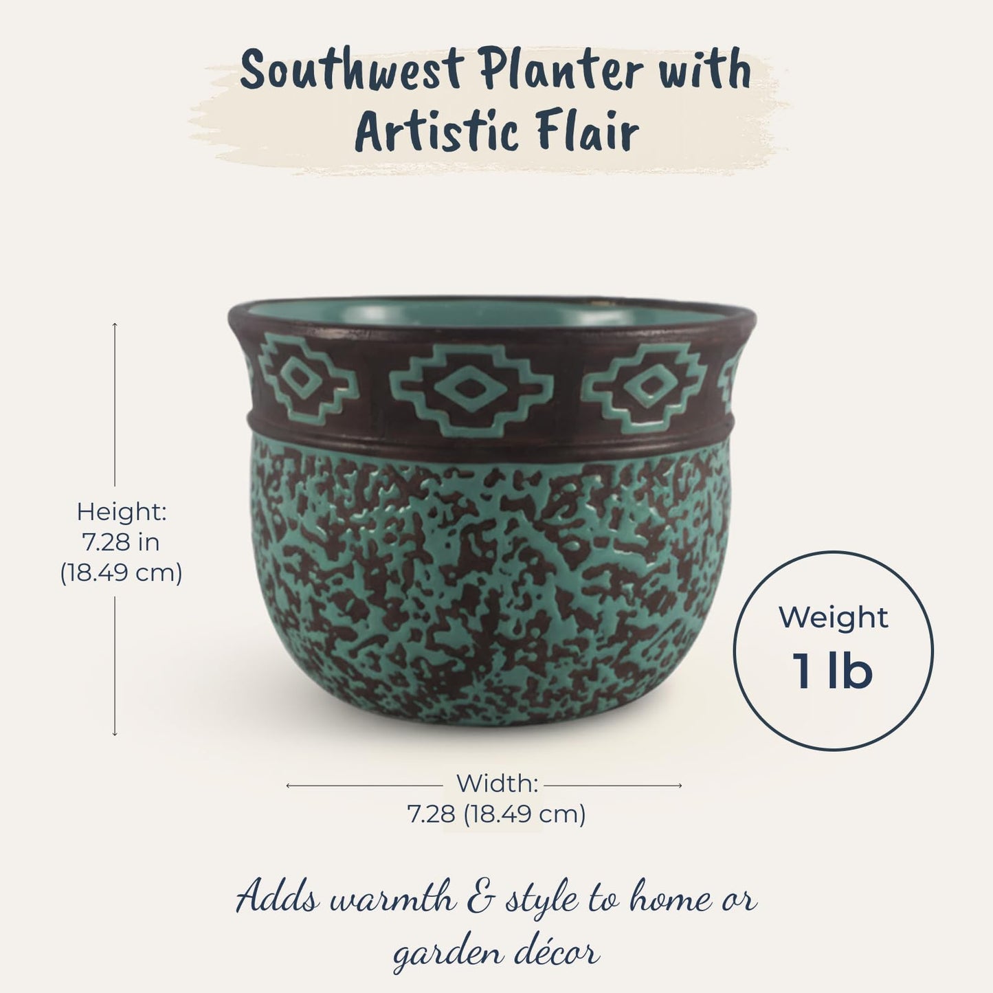 Blue Sky Ceramic Southerwest 6.5" Planter