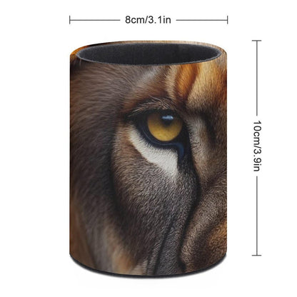 UTRSIFB Pen Holder Leather Pencil, Holder Cup Makeup Brush Storage Organizer, Waterproof Multifunctional Office Supplies Lion