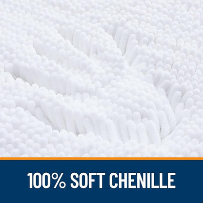 OLANLY Large Bathroom Rugs 47x32, Extra Soft Absorbent Chenille Bath Rugs, Rubber Backing Quick Dry, Machine Washable Bath Mats for Bathroom Floor, Tub and Shower, Home Decor Accessories, White