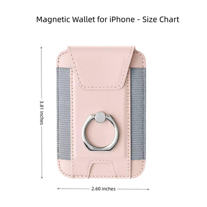 UPEWEFI for Magsafe Wallet, Slim Magnetic Card Wallet with Grip, 7 Cards Holder RFID Blocking, Ring Stand Stick on Wallet with Privacy Flap(Pink)