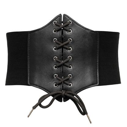 GRACE KARIN Faux Leather Steampunk Sexy Underbust Waist Belt Corset(XL,Black)