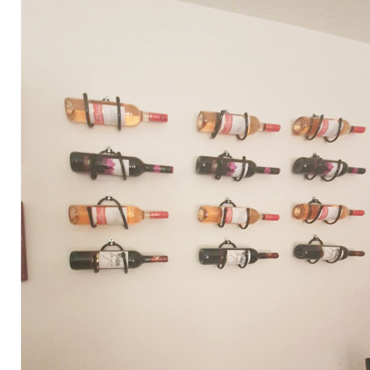 Pmsanzay Wine Wall Holder, 6 Pack Wall Mounted Wine Rack, Wine Bottle Display Holder Organizer for Wine Storage Wall Wine Theme Decor, Black (Horizontal Style)