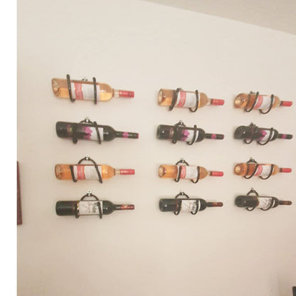 Pmsanzay Wine Wall Holder, 6 Pack Wall Mounted Wine Rack, Wine Bottle Display Holder Organizer for Wine Storage Wall Wine Theme Decor, Black (Horizontal Style)