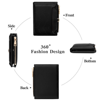 FALAN MULE Small Wallet Women RFID Blocking Bifold Compact Card Holder Vegan Leather Wallet for Women with ID Window