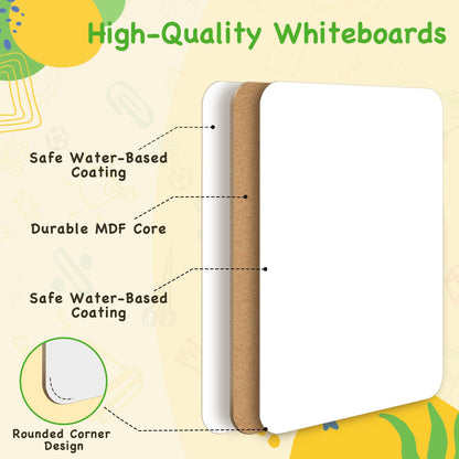Ohuhu 30 Pack White Boards Double-Sided - 9"x 12" Small Dry Erase Board Class Set - Includes 30 Mini Whiteboards, 30 Black Markers and 30 Erasers for Students, Teachers, Classroom, School & Office
