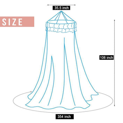 Kertnic Mosquito Net Bed Canopy for Girls, Princess Canopy Bed Curtain Fine Sheer Mesh Dome Bed Canopies, Girls & Adults Lace Tent for Twin Full Queen King Bed (Black)