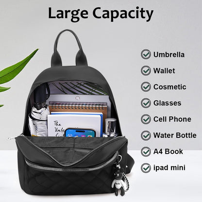Aucuu Backpack for Women, Lightweight Nylon Casual Rucksack, Small Daypack School Bag, Quilted Trendy Backpack, Anti-Theft Travel backpack for Women