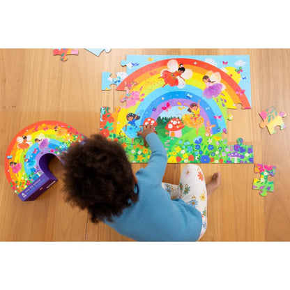 Crocodile Creek 36-Piece Jigsaw Floor Puzzle - Fun Floor Puzzles for Kids Ages 3-5 - Heavy-Duty Shaped Box for Storage - Over The Rainbow - 24" W x 18" H Finished