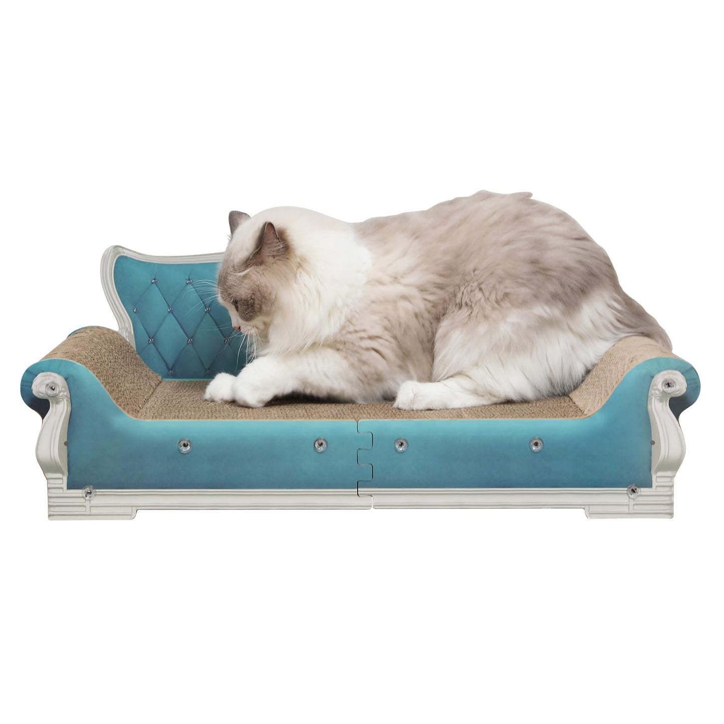 Kidding Pets Cat Sofa Shape Scratch Pad for Large Medium Small Indoor Cats,Larger-Sized Recyclable Reversible Cardboard Cat Couch for Resting Claw Grinding and Playing