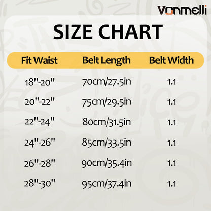 VONMELLI Boys Belt Leather Kids Blue Belt for Dress Jeans Formal and Casual Pants School Uniform Belts, XXL