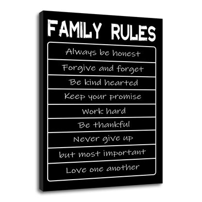 Motivational Canvas Wall Art Family Rules Entrepreneur Quotes Poster Print Inspirational Pictures Painting for Office Class Room School Wall Decoration Stretched and Framed [18''W x 24''H]