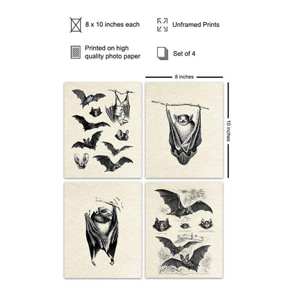 Bats Wall Decor - Bat Decorations - Bat Decor for Home - Creepy Gothic Wall Art - Goth Picture - Pagan Gifts - Gothic Artwork