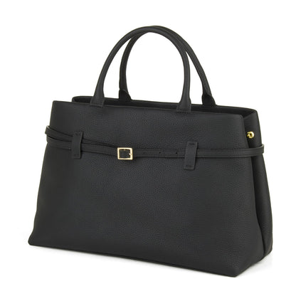 DONNAIN Full-Grain Cow Leather Top Handle Satchel, Tote Bag for Women Work and Shoulder Crossbody Bag with Adustable Strap (Black)