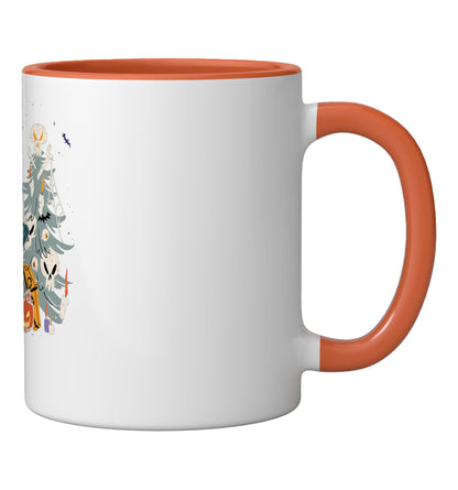 Grim Reaper Skeleton Dabbing Funny Halloween Death Scary Ceramic Mug, Orange/White