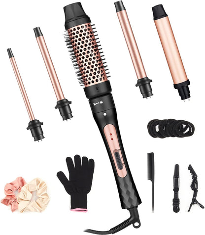 Curling Iron Wand Set, Curling Wand 3 in 1 Hair Curling Wands Interchangeable Ceramic 0.35-1.25inch Barrel Hair Curler, with Heat Resistant Glove