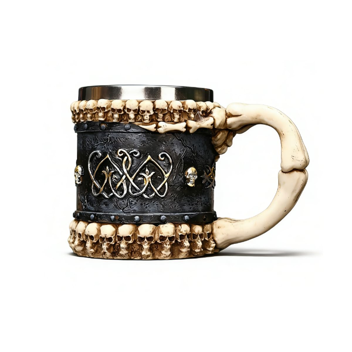 BVSTJIUJI Black Vintage Mug with White Skeleton Hand Design 450ml - Fantasy Style Halloween Party Drinkware for Coffee Tea Hot Beverages