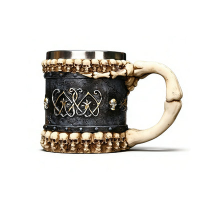 BVSTJIUJI Black Vintage Mug with White Skeleton Hand Design 450ml - Fantasy Style Halloween Party Drinkware for Coffee Tea Hot Beverages