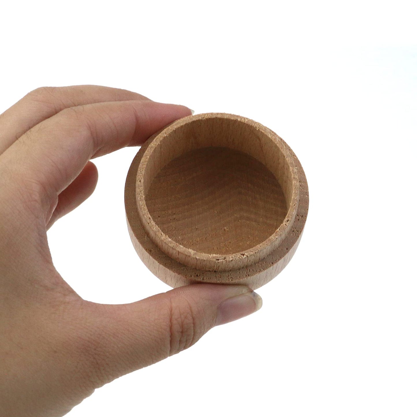 Tighall 4PCS Wooden Ring Box Bearer Mini Round Wooden Wedding Ring Unpainted Jewelry Trinket Box Container Case Storage DIY (2 x 1.35 inch)