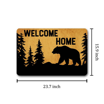 GXFC ZHAO Funny Welcome Doormat for Entrance Way Indoor Front Porch Decor Anti-Slip Rubber Rugs Novelty Prank Gift Mats 23.7"(L) x 15.9"(W) (Welcome Home Bear Moutain Advanture)