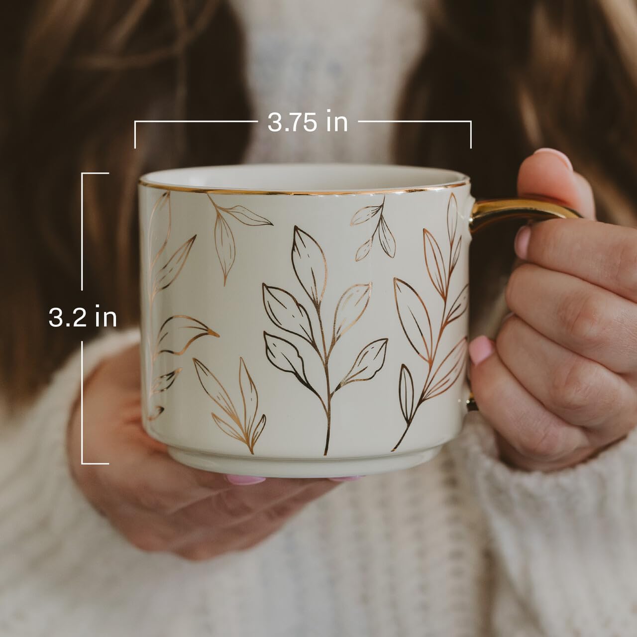 Sweet Water Decor Gold Spiderwebs Mug, 14oz Fine Bone China Coffee Cup with Gold Handle, Cute Halloween Decorations for Home, Spider Web Mug Fall Seasonal Decor, Spooky Season Gifts for Women