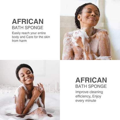 UJFQBH 3 Piece Bright Style African exfoliating net Exfoliating Shower Set Long Bath Sponges for Smooth, Refreshed Skin, The Exterior Gleams - Ideal for Daily Use (Bright Pink, Blue, Green)