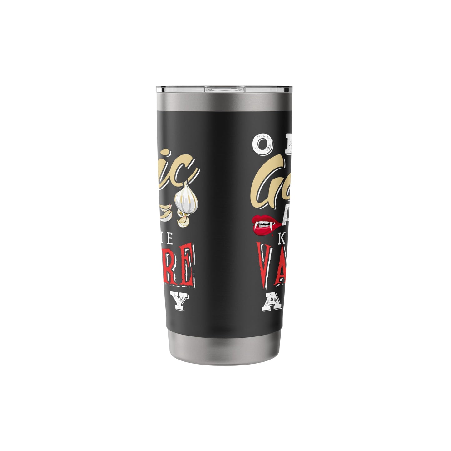 A Garlic And A Vampire Halloween Design For Spice Lover Stainless Steel Insulated Tumbler