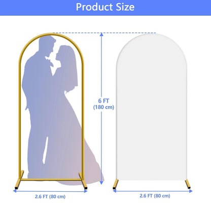 Metal Arch Backdrop Stand and Cover Set 6 ft, Wedding Arch Stand with White Cover for Party, Birthday, Wedding, Bridal Shower, Baby Shower (White, 6 ft)