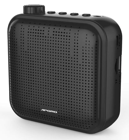 Voice Amplifier 12W Rechargeable PA System (1200mAh) with Wired Microphone for Teachers, Coaches, Tour Guide and More (Black)