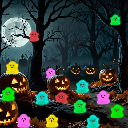 Vellibring 145pcs Halloween Luminous Mini Resin Ghost Figurines Glow in The Dark Cute Miniature Ghost Statue Micro Landscape Accessories for Halloween Party Favors Dollhouse Decorations