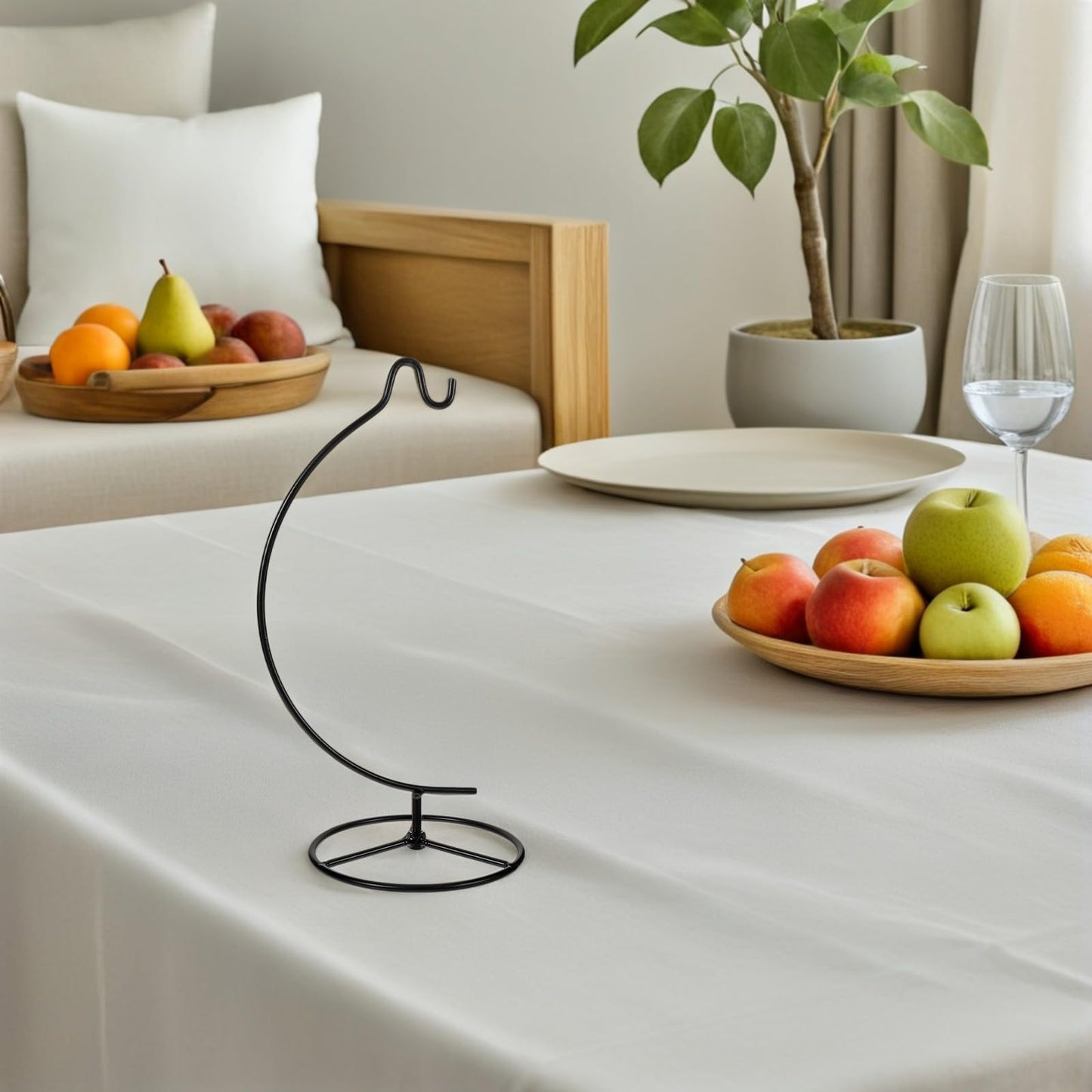 VALICLUD 2pcs Moon Shaped Iron Hanging Hook Stand for Air Plant Display and Ornament Holder, Black Metal Wire Rack for Home Décor and Small Plant Hanging, Indoor Wall Mounted