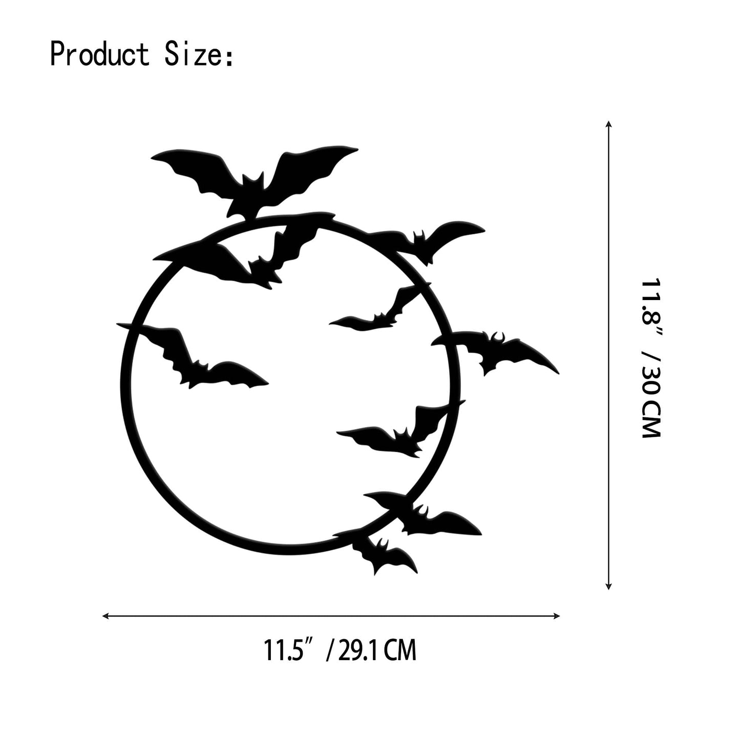 YATEASLU Halloween Bats Metal Wall Art – Moon and Bat Design – Indoor & Outdoor Decoration for Home, Kitchen