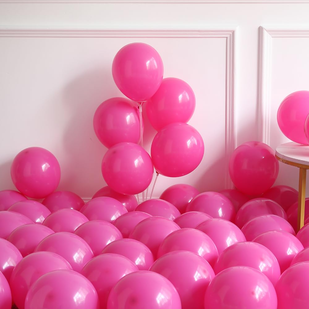 155Pcs Hot Pink Halloween Balloon Arch Garland Kit, Black Pink Purple Green Balloons Fluorescent Explosion Star Foil Balloons for Halloween Neon Glow in the Dark Birthday Party Decorations
