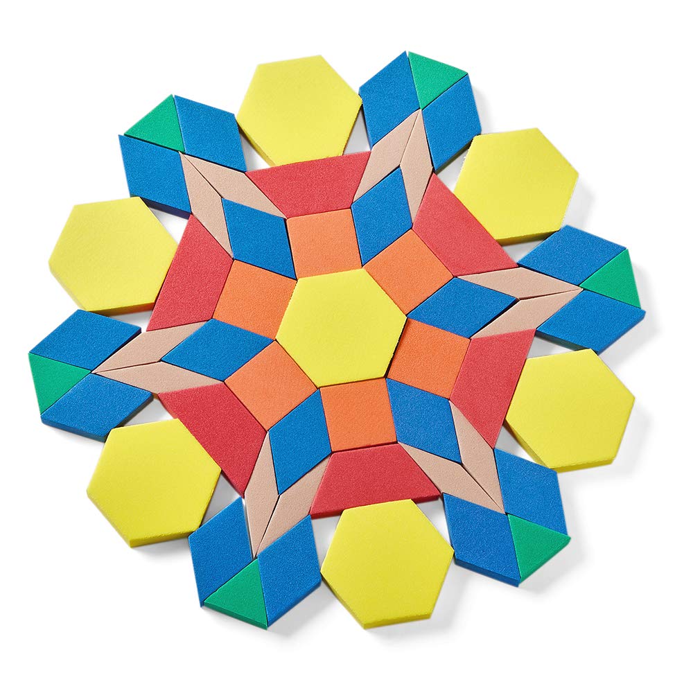 hand2mind Foam Pattern Blocks Set, Geometric Manipulatives and Sorting Shapes for Preschool and Kindergarten, Set of 250