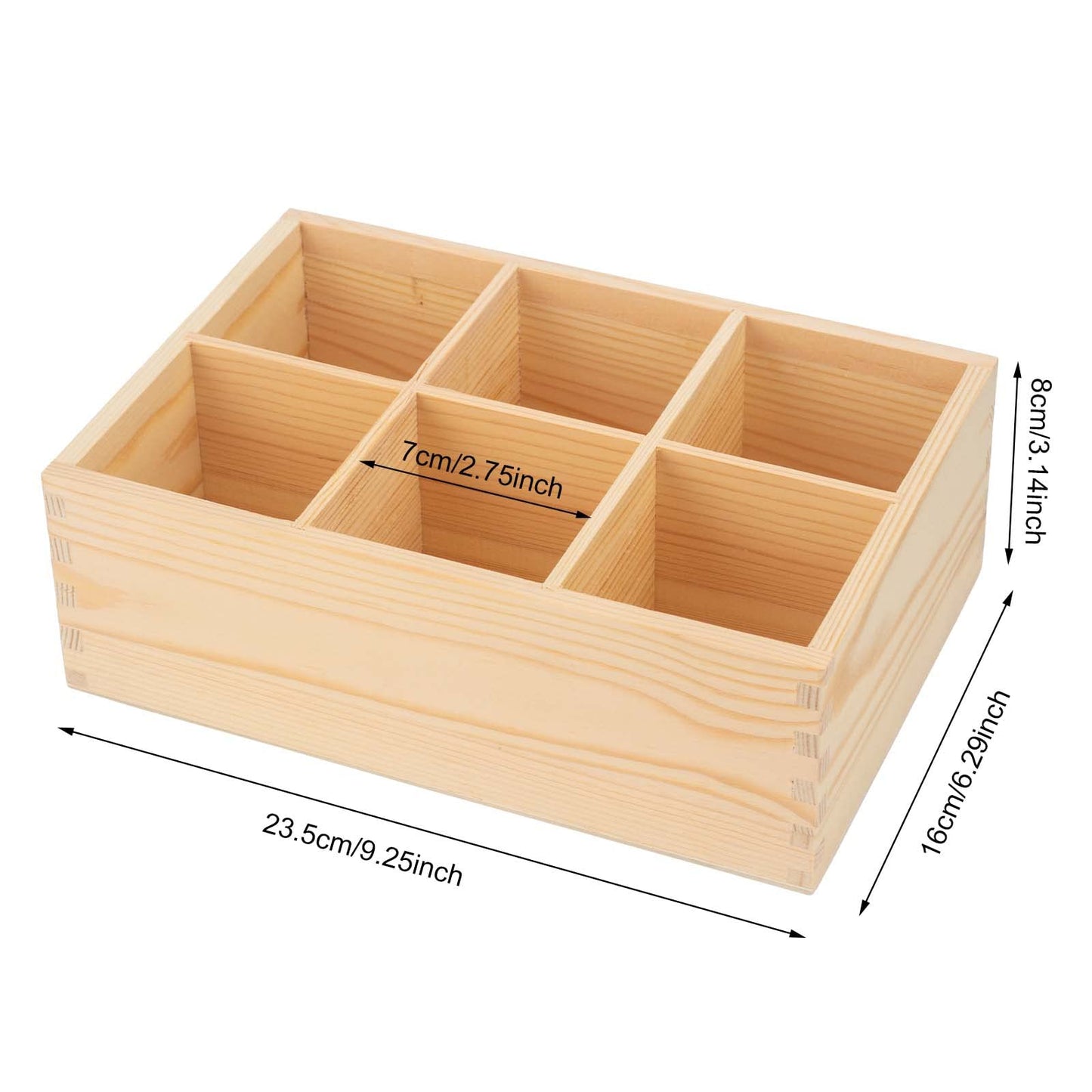 LepoHome Wood Pen Holder, Unfinished Wooden Remote Control Pencil Holder Caddy, Rustic Table Organizer with 6 Compartments for Art Supplies, Pen, Phones, Home, Office, School Desktop