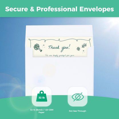 Ohuhu Blank White Cards and Envelopes 100 Pack - 4.25" x 5.5" Heavyweight Folded Cardstock and A2 Envelopes for DIY Greeting Cards Wedding Birthday Invitations Baby Shower Thank You Cards and More