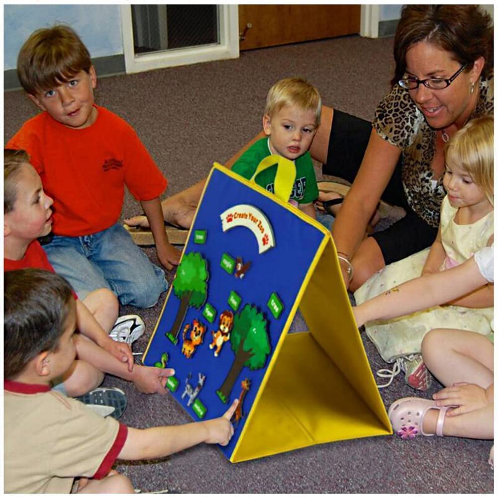 Topwon Felt Board, Folding Flannel Playboard Preschool Toddler Stories Boards, Animal Story Learning Double-Side Stand Flannel Board (Not Including Animal Felt)