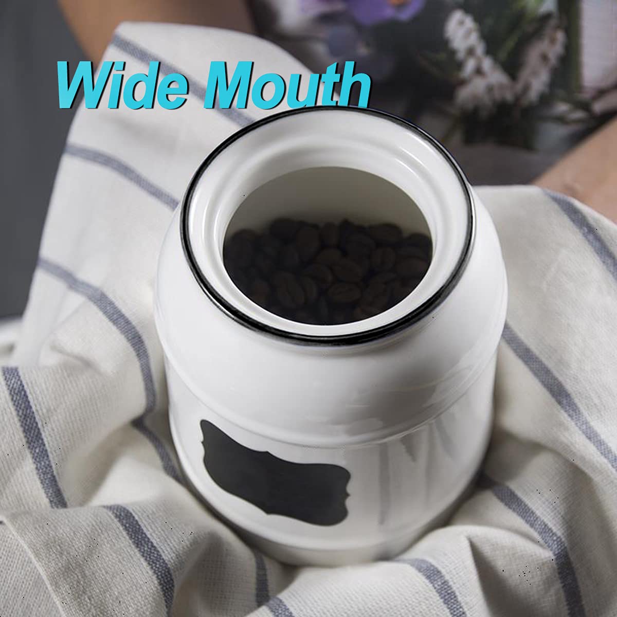 COCOYA 9cup/72oz Ceramic Jar with Airtight Lids (White)