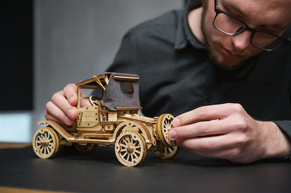 UGEARS Retro Car Model T 3D Wooden Puzzles for Adults - Wooden Model Kits for Adults Model Classic Car Kits Hobbies for Men Models for Adult to Build Brain Teaser, Hobby Set