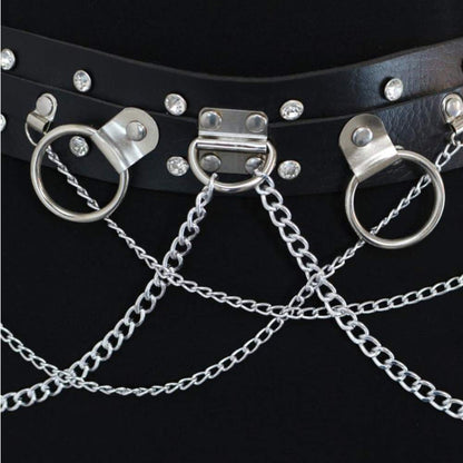 Sexy Leather Gothic Punk Waist Belt Women's Body Chain Belt Adjustable